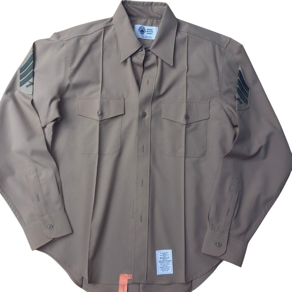 US Military Khaki Long Sleeve Uniform Shirt DLA Government Issue Men's Large